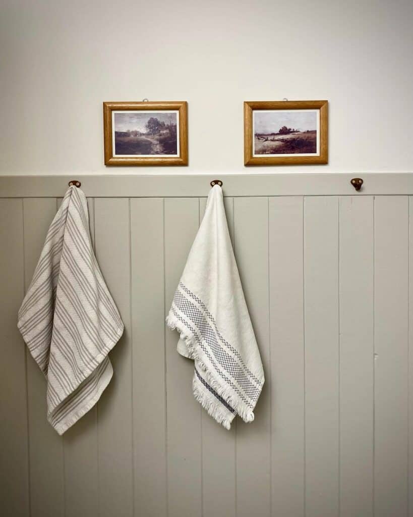 Bathroom Wall With Greige Shiplap Paneling