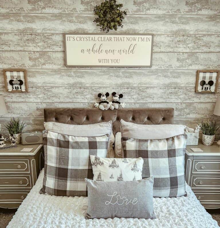 Bedroom With Rustic White Shiplap Wall