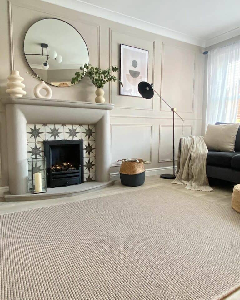 Beige Living Room Wall With Decorative Molding