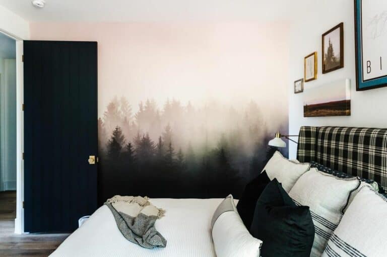 Black and Gray Forest Mural for Bedroom