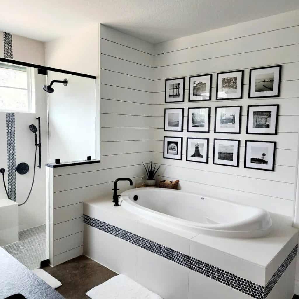 Black and White Bathroom Gallery Wall