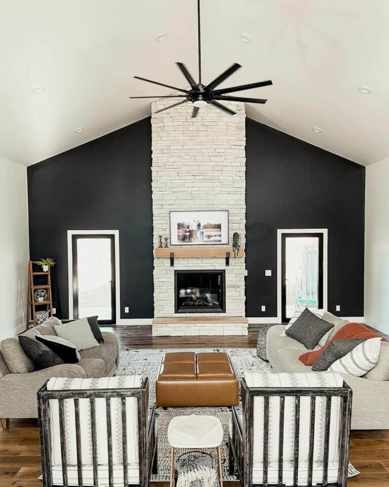 Black and White Fireplace Accent Wall