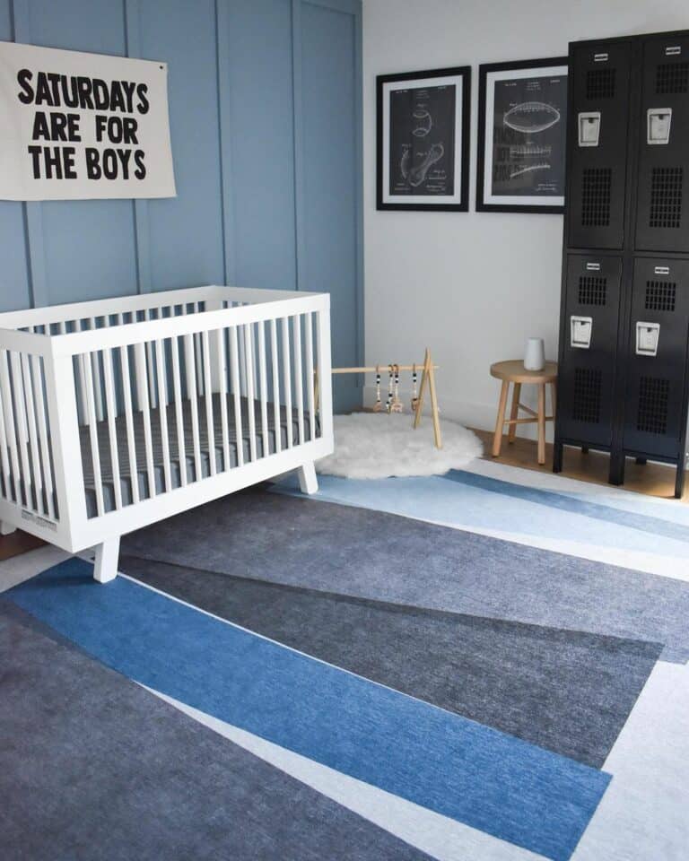 Blue Accent Wall in Boy's Nursery