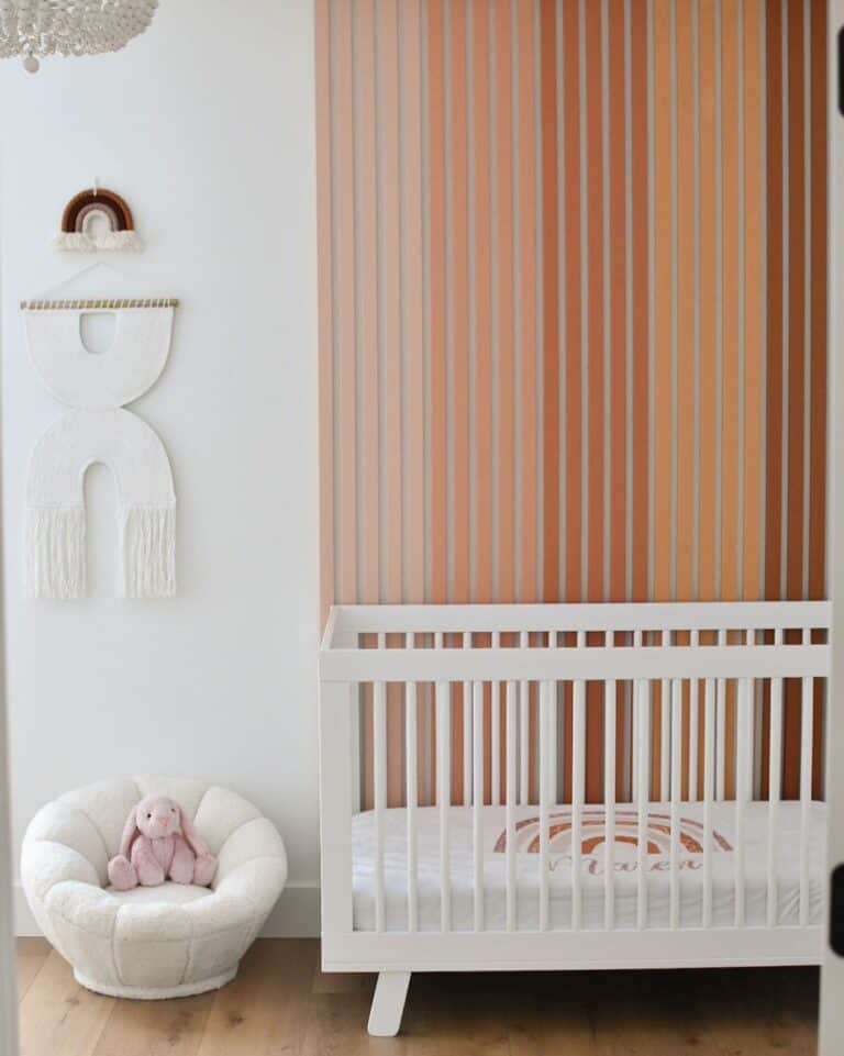 Bohemian Nursery With Modern Wood Accent Wall