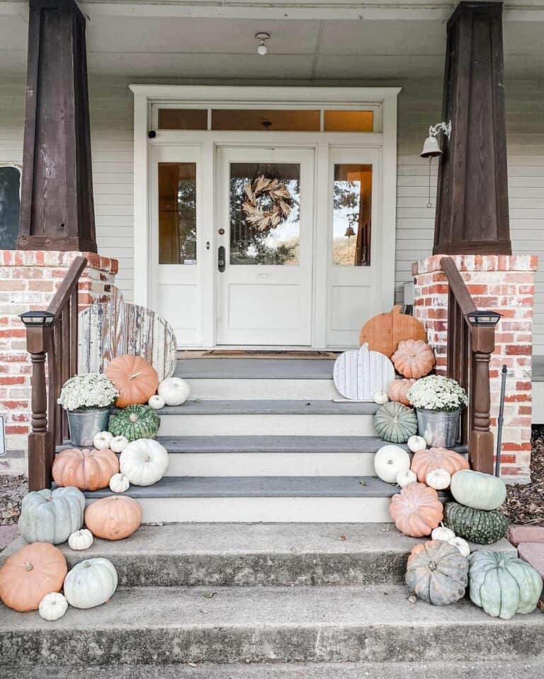 Brick Columns Support Rustic Pillars