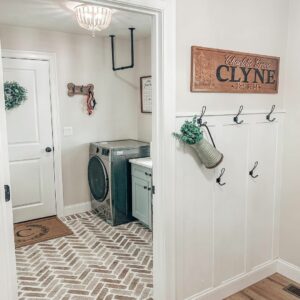 Brick Tile Flooring and Beaded Lighting