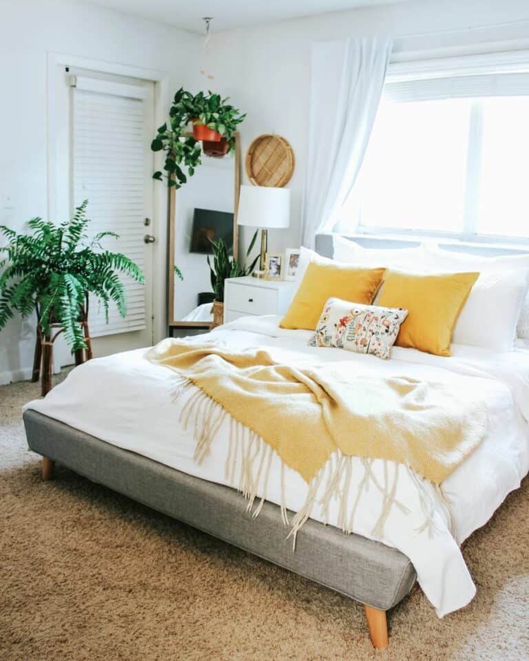 Bright Yellow Accents for Bedding
