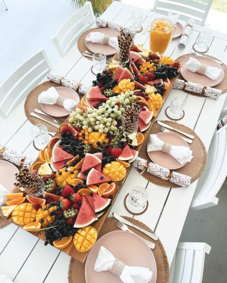 Brunch Setting With Fruit Charcuterie Board