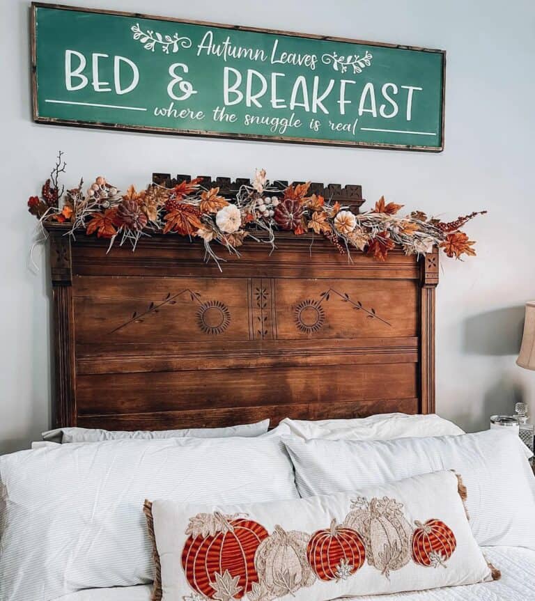 Carved Headboard With Fall Accessories