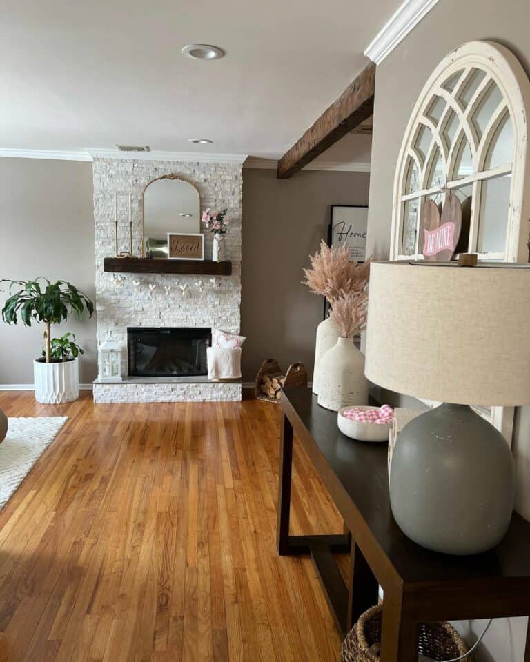 Charming Console Table and Fireplace Décor