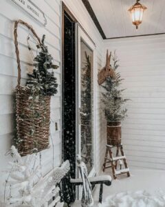 Christmas Porch With Decorative Hanging Basket