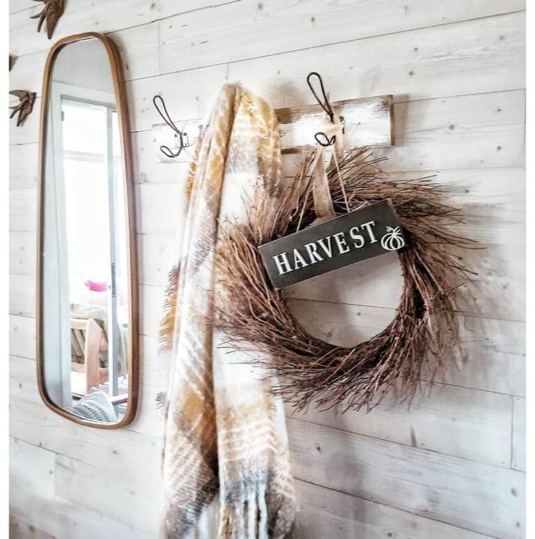 Coat Rack With Twig Wreath Accent