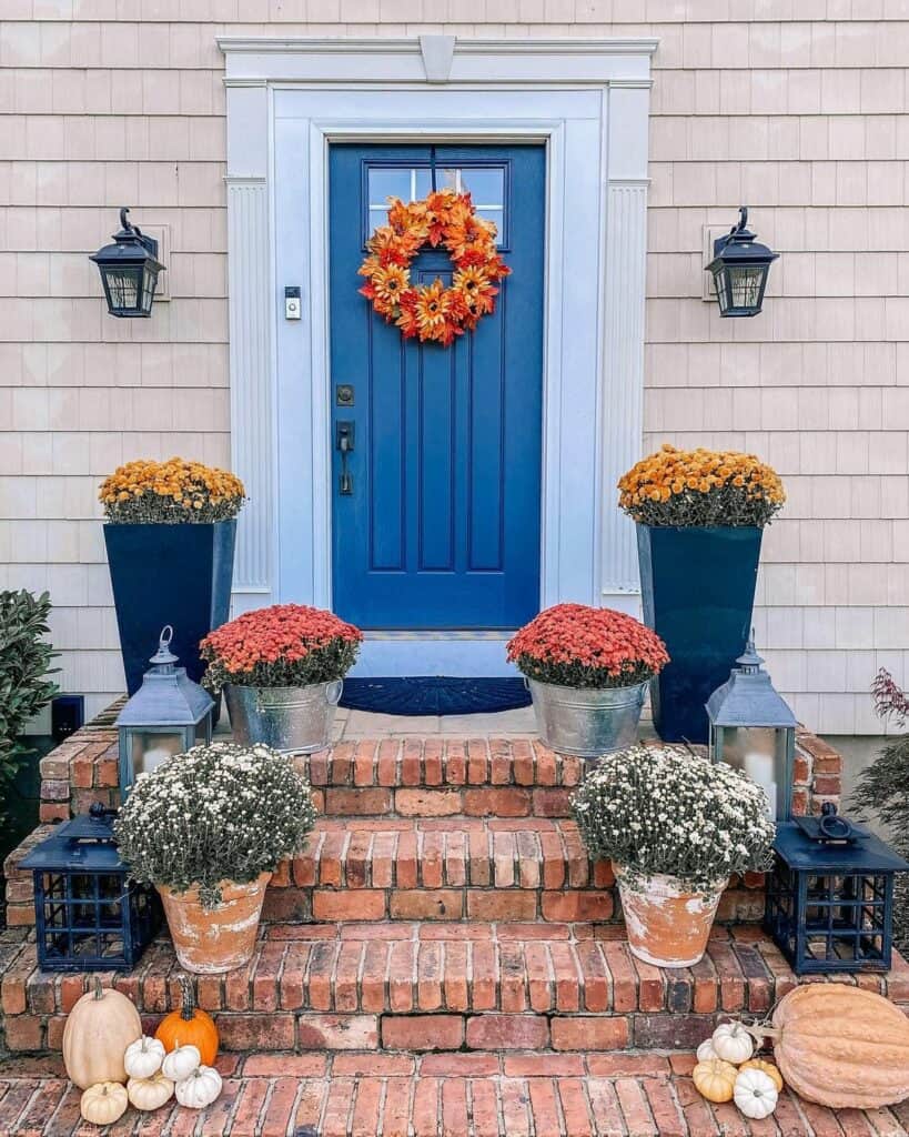 Colorful Front Steps With Floral Décor
