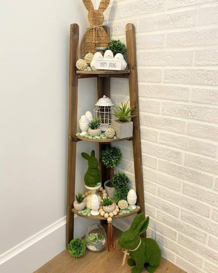 Corner With Standing Tiered Shelves