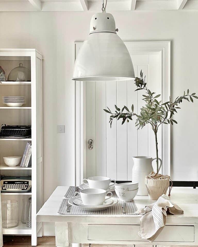 Country Cottage Kitchen With White Pendant Light