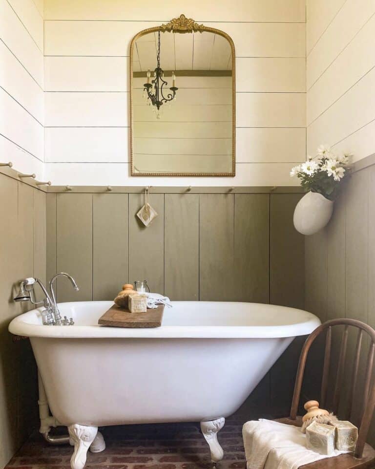 Country House Bath With White Claw Foot Tub