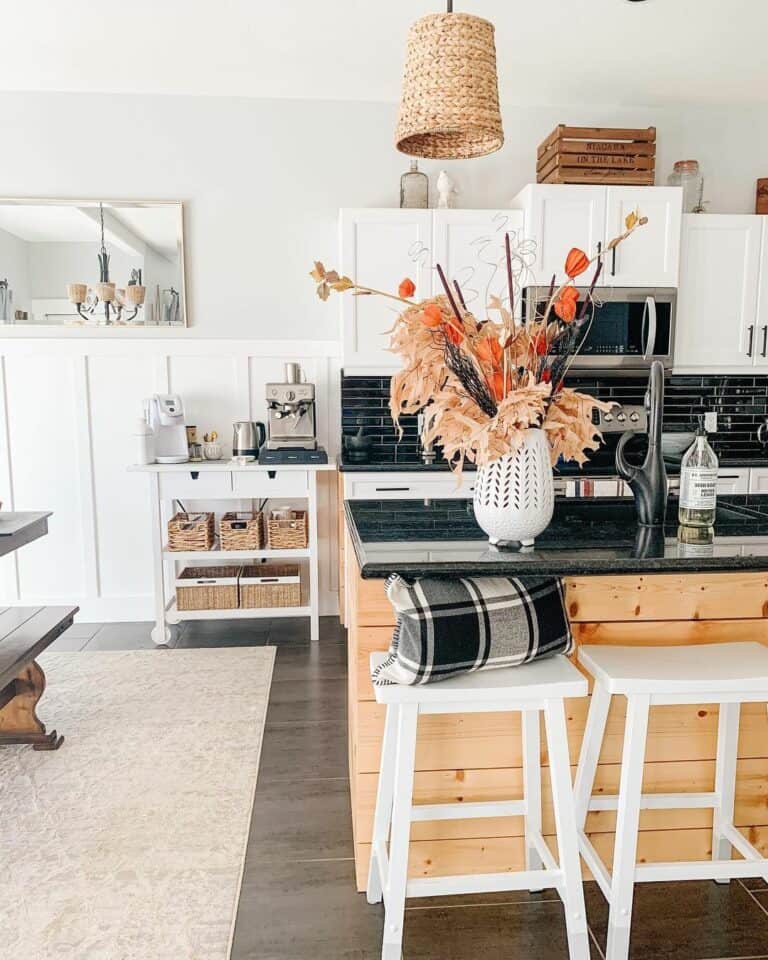 Country Kitchen Island With Autumn Centerpiece