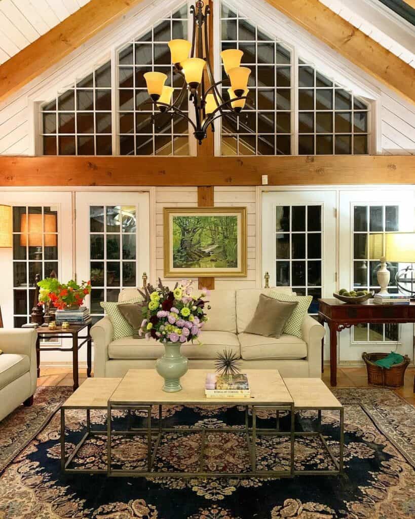 Country Living Room With Grid Windows