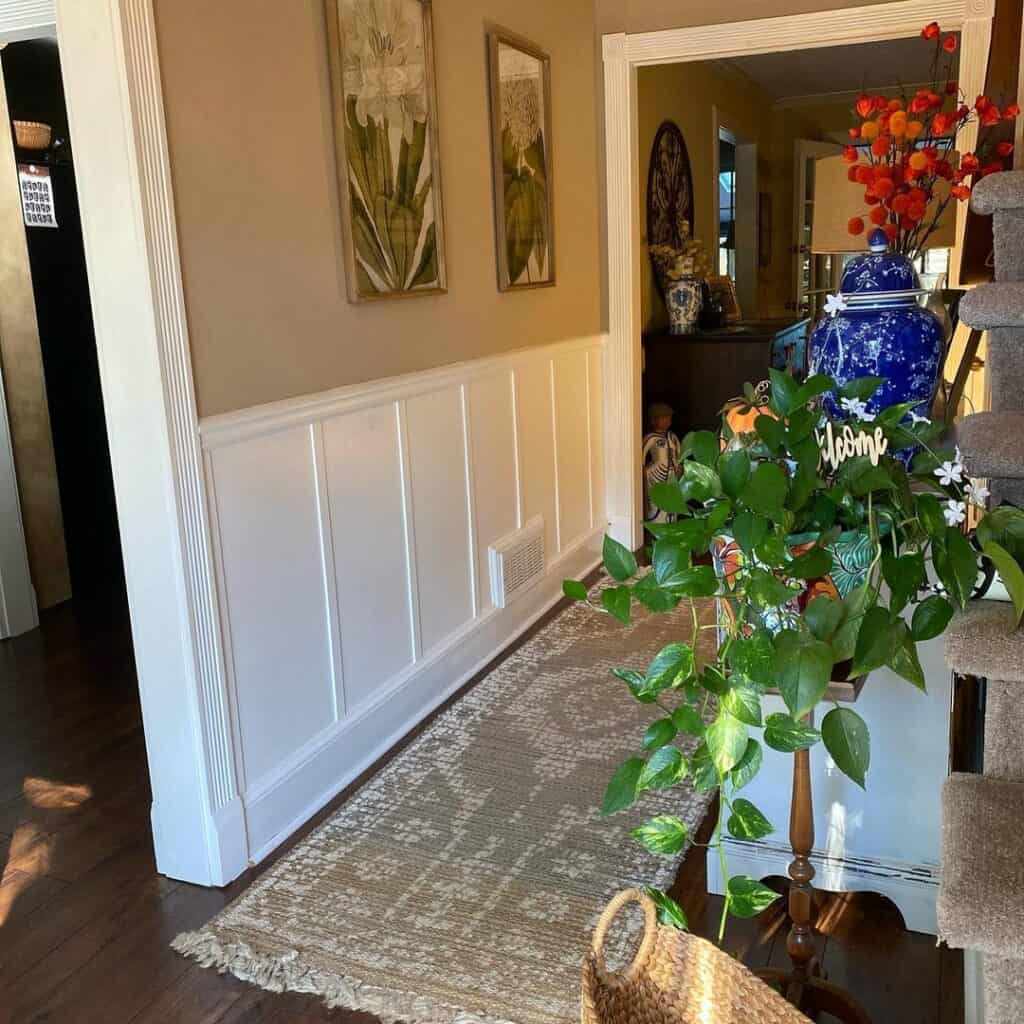 Cozy Entryway With Warm Taupe Walls