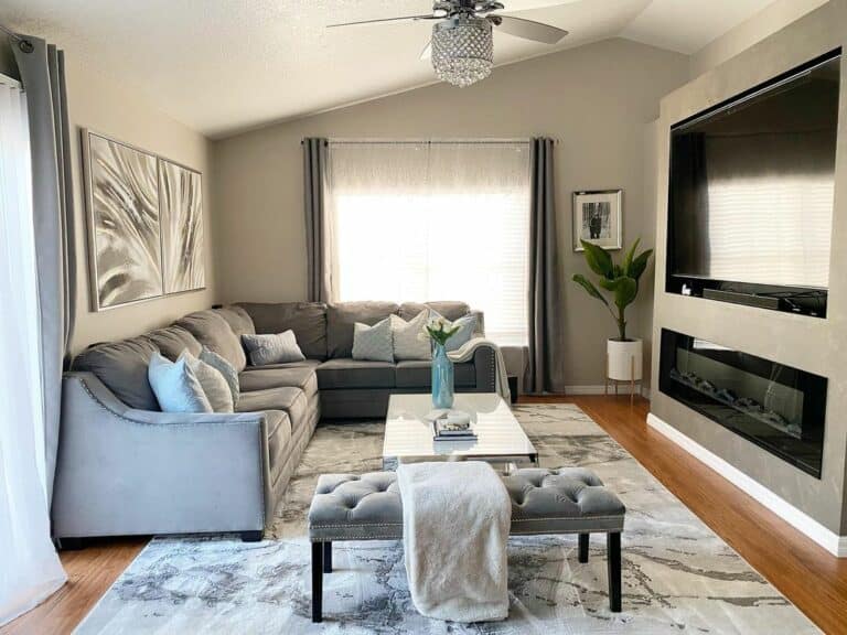 Cozy Living Room With Gray Sectional Sofa