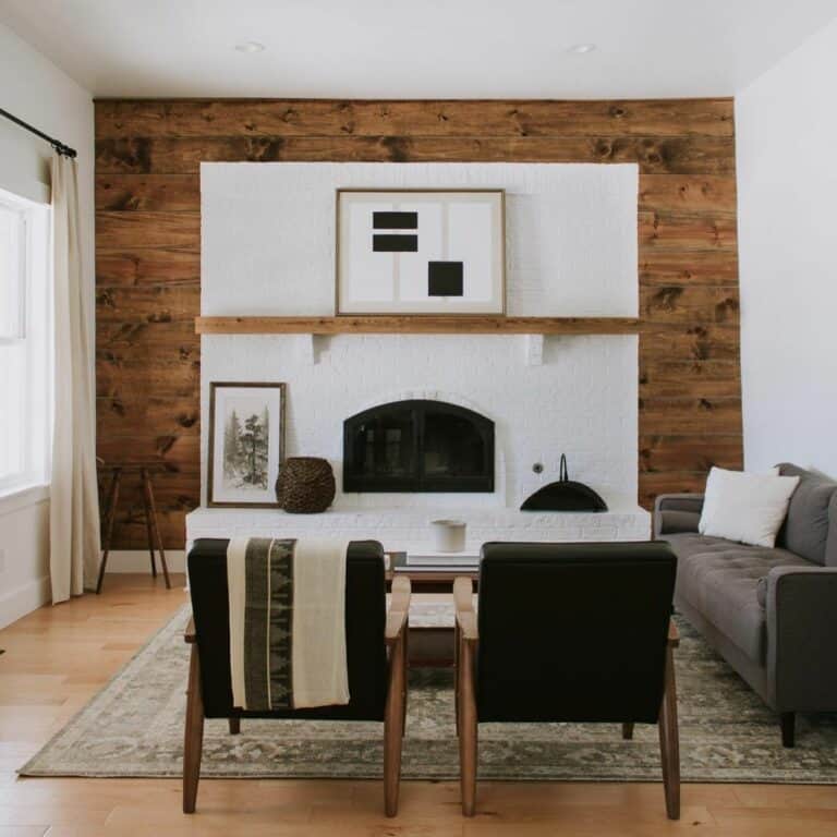 Cozy Modern Living Room With Wood Shiplap Wall