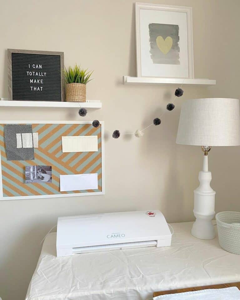 DIY Craft Area Floating Shelves