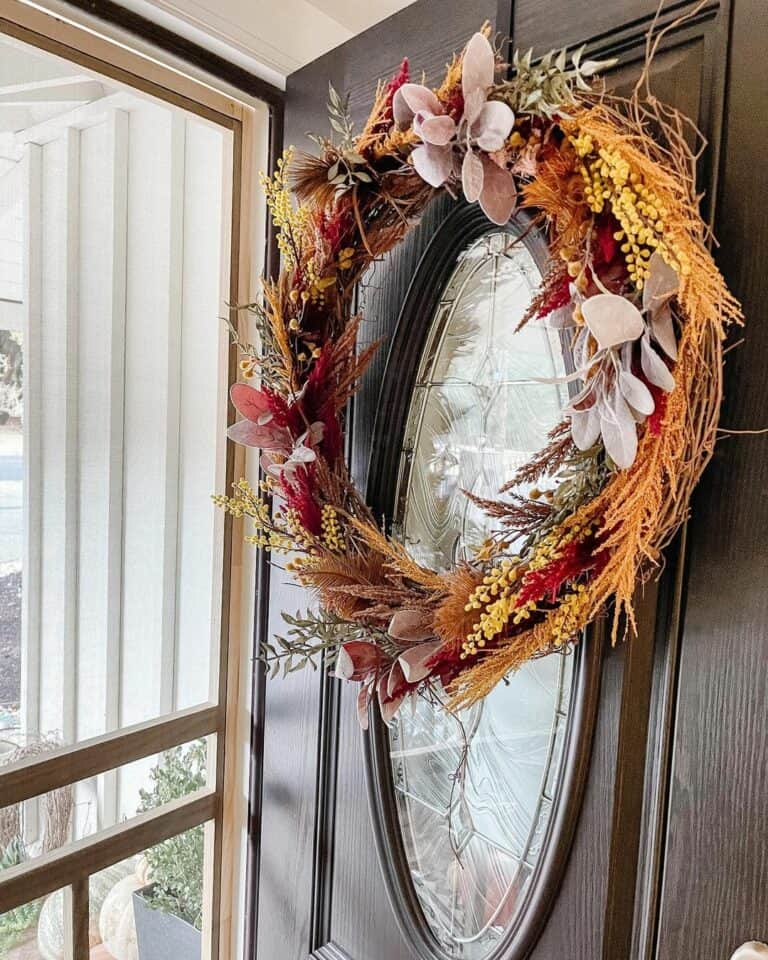 Dark Wood Door With Fall Wreath Ideas