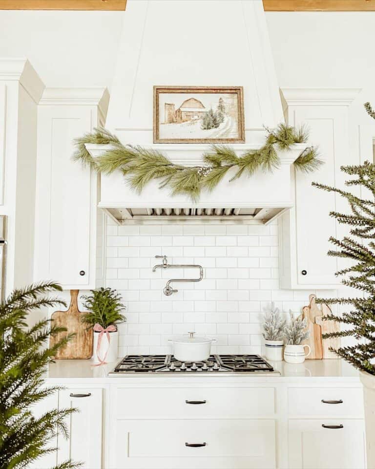 Decking the Halls in an All-white Kitchen