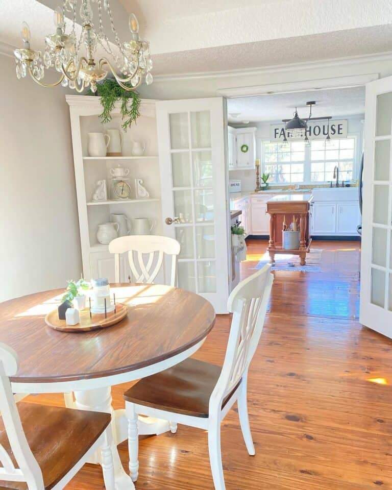 Dining Room With Ivory Corner Hutch