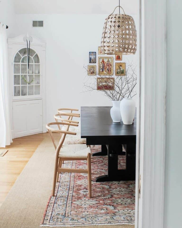 Dining Room With White Corner Hutch