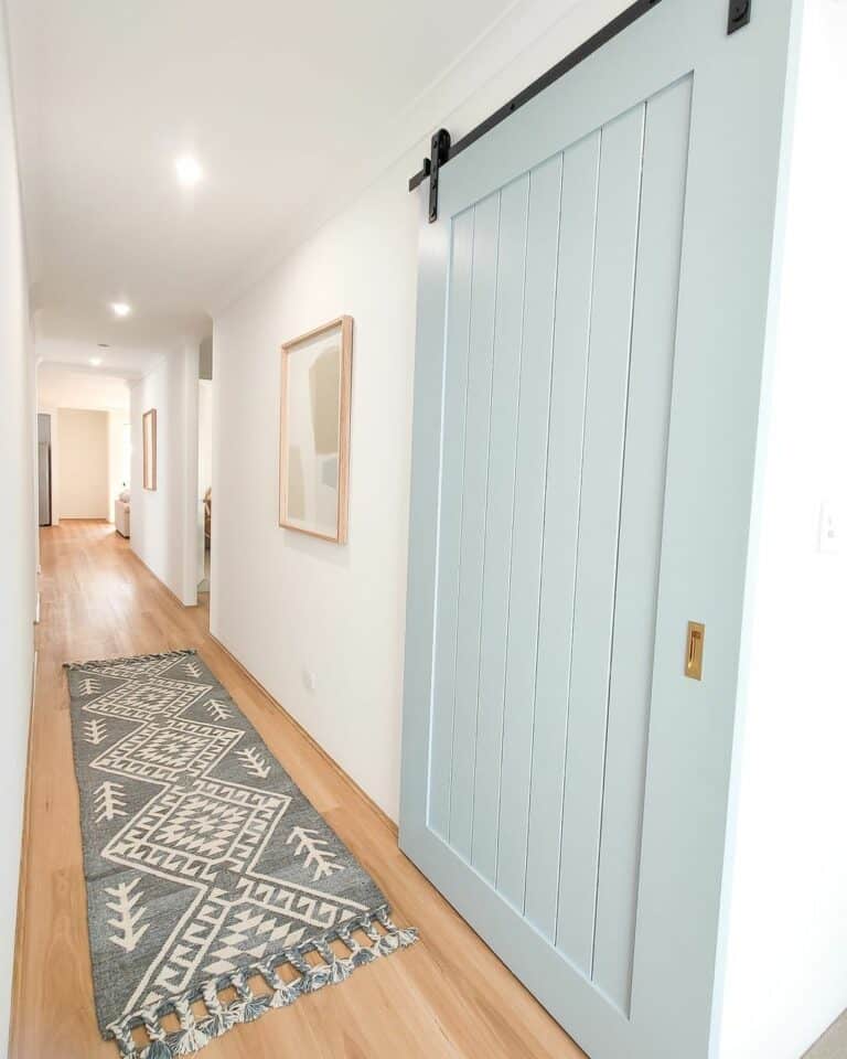 Dusty Blue Door Color Ideas for a Hallway