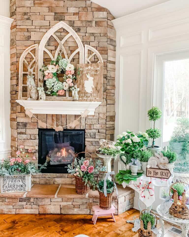Easter-themed Living Room Corner Fireplace Ideas