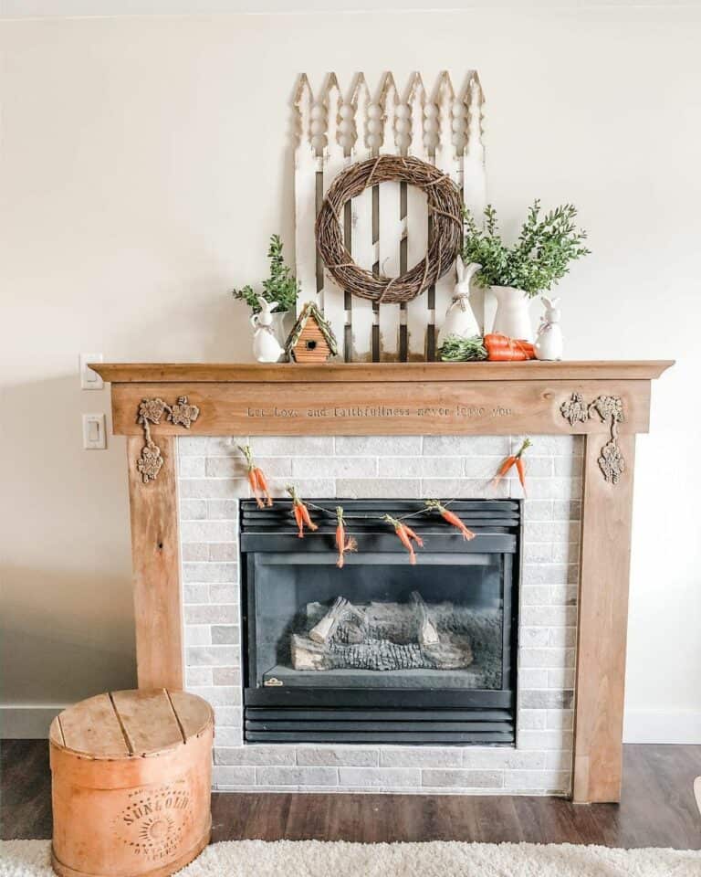 Electric Fireplace With Easter Decorations