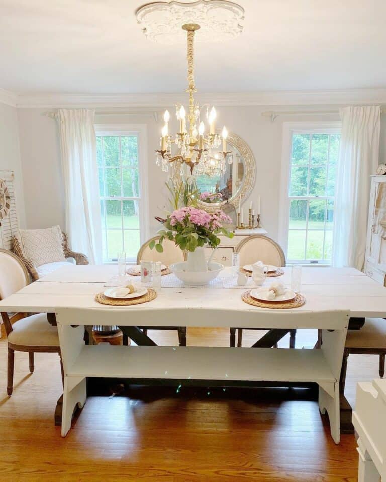 Elegant Country Dining Room With Colonial Windows