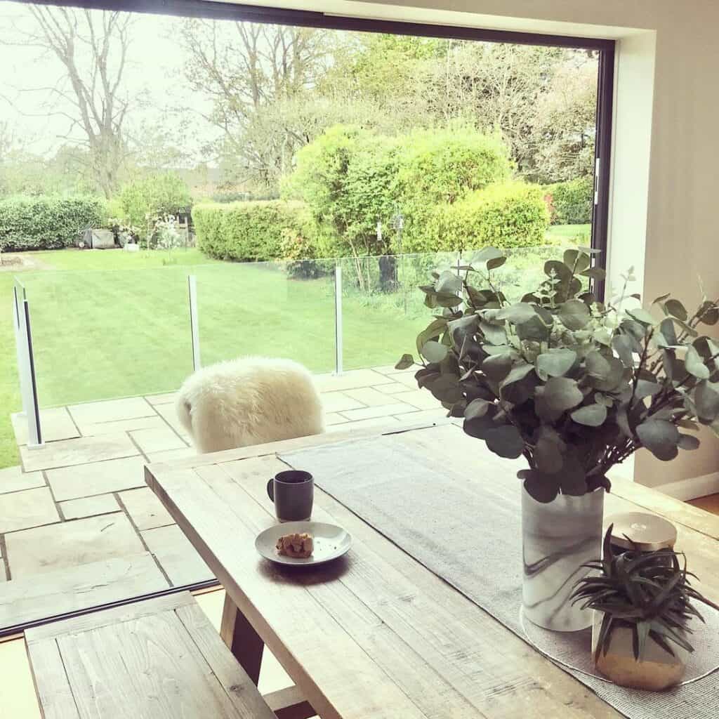 Farmhouse Dining Room With Picture Window