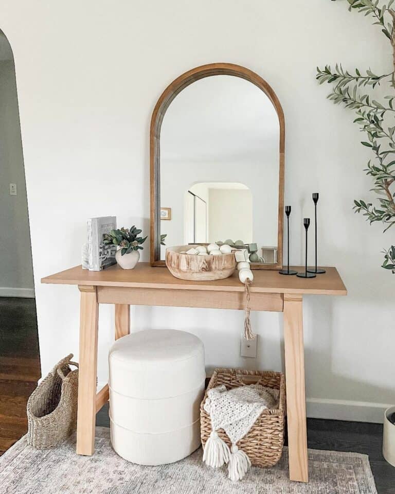 Farmhouse Entryway With Wooden Table