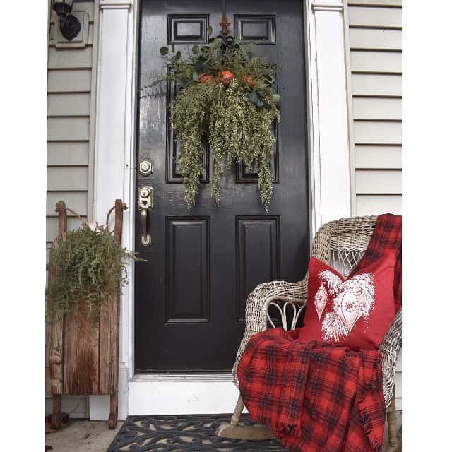 Farmhouse Front Porch With Christmas Décor