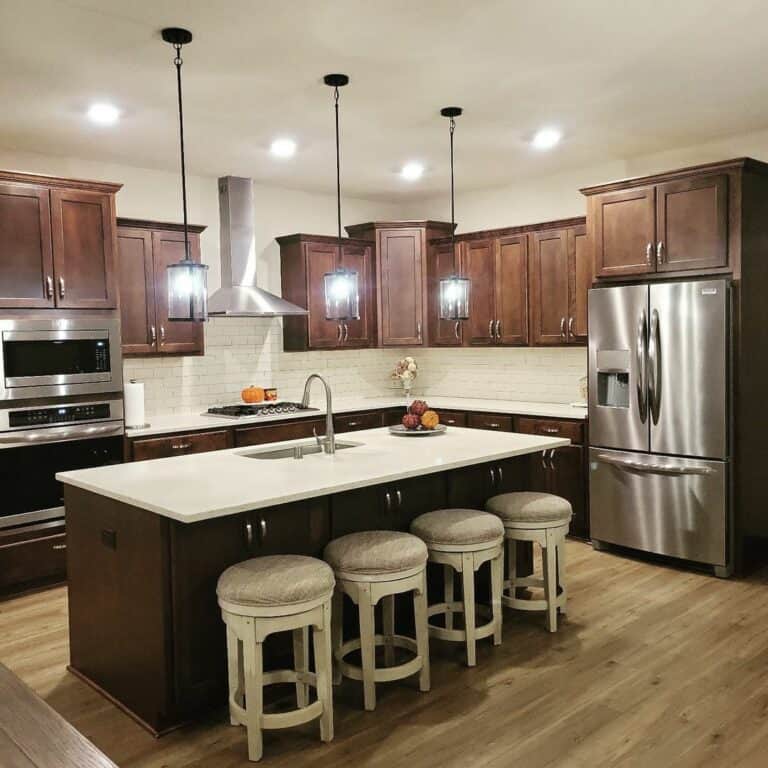 Farmhouse Kitchen With Wooden Cabinets