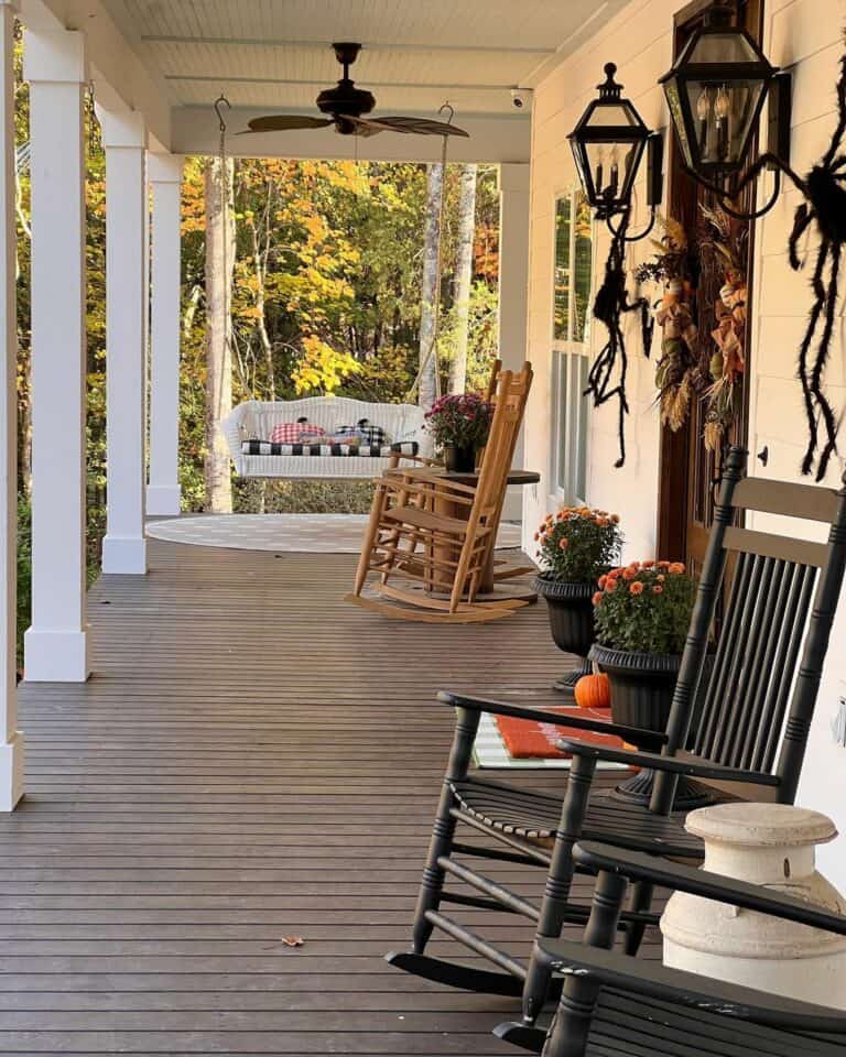 Farmhouse Porch With Rocking Chairs