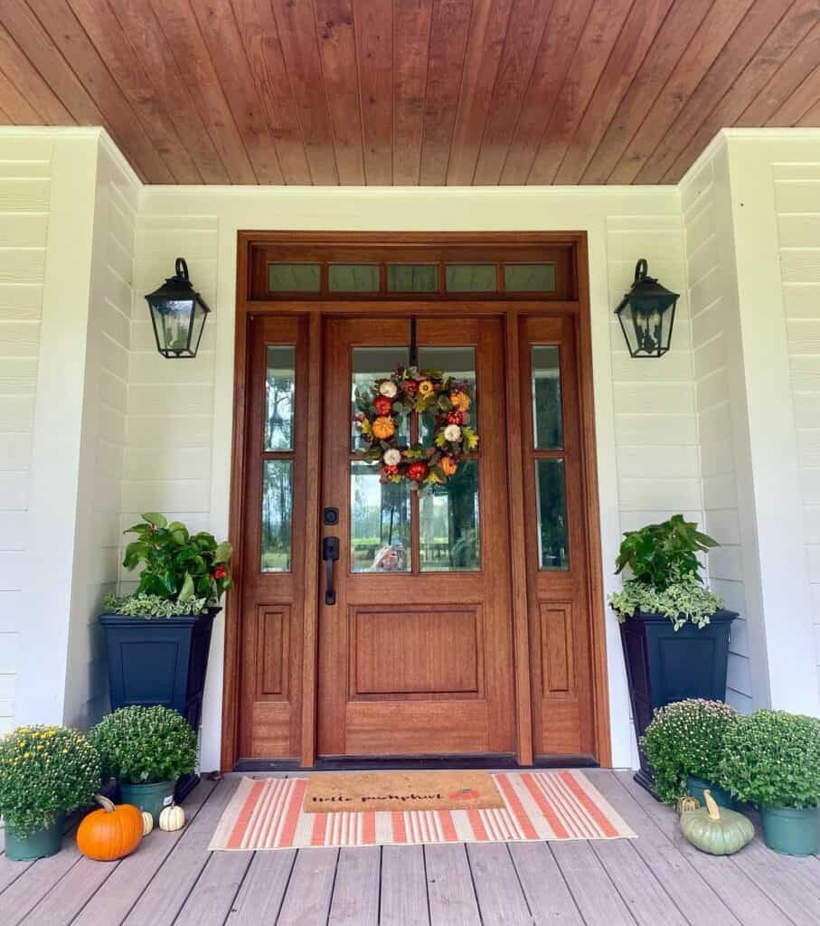 Farmhouse Porch With Wooden Door