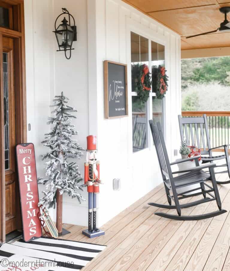 Front Porch With Christmas Nutcracker Décor