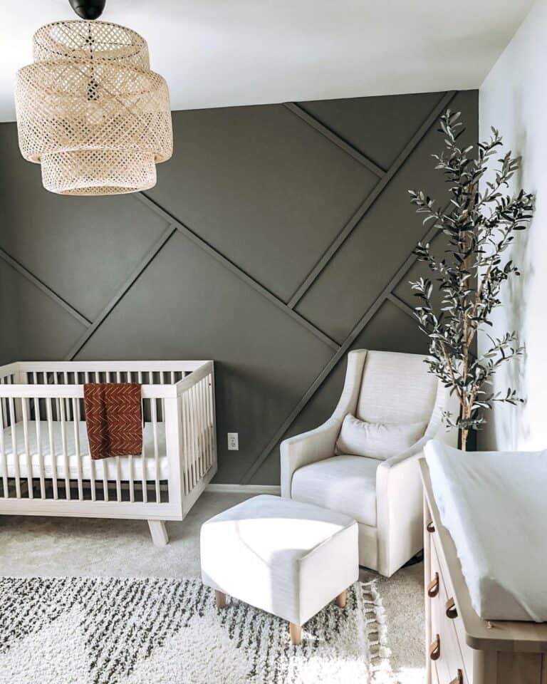 Gender Neutral Nursery With Gray Geometric Accent Wall