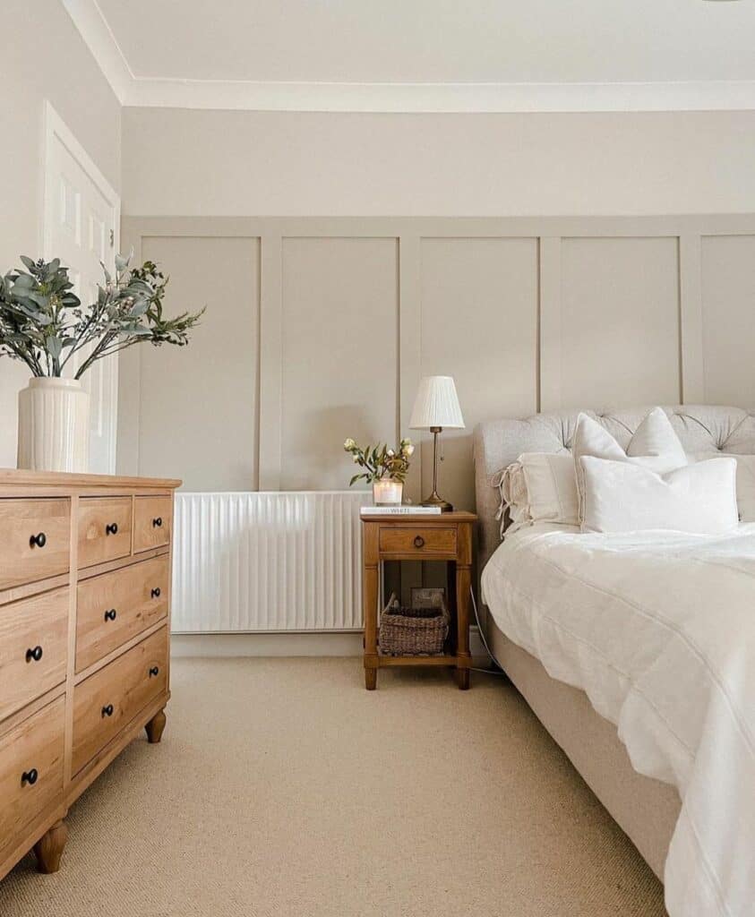 Gray Bedroom With Board and Batten Wall Paneling