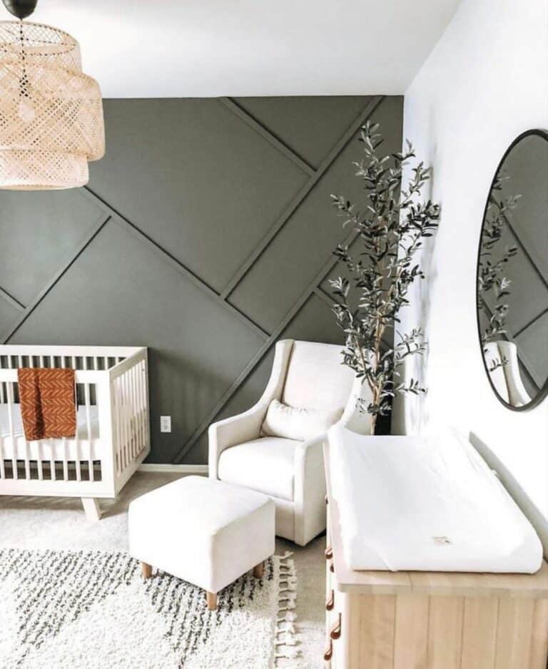 Gray Geometric Nursery Accent Wall