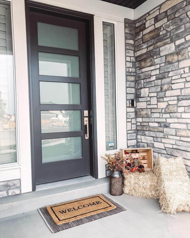 Gray Porch With Stone Walls