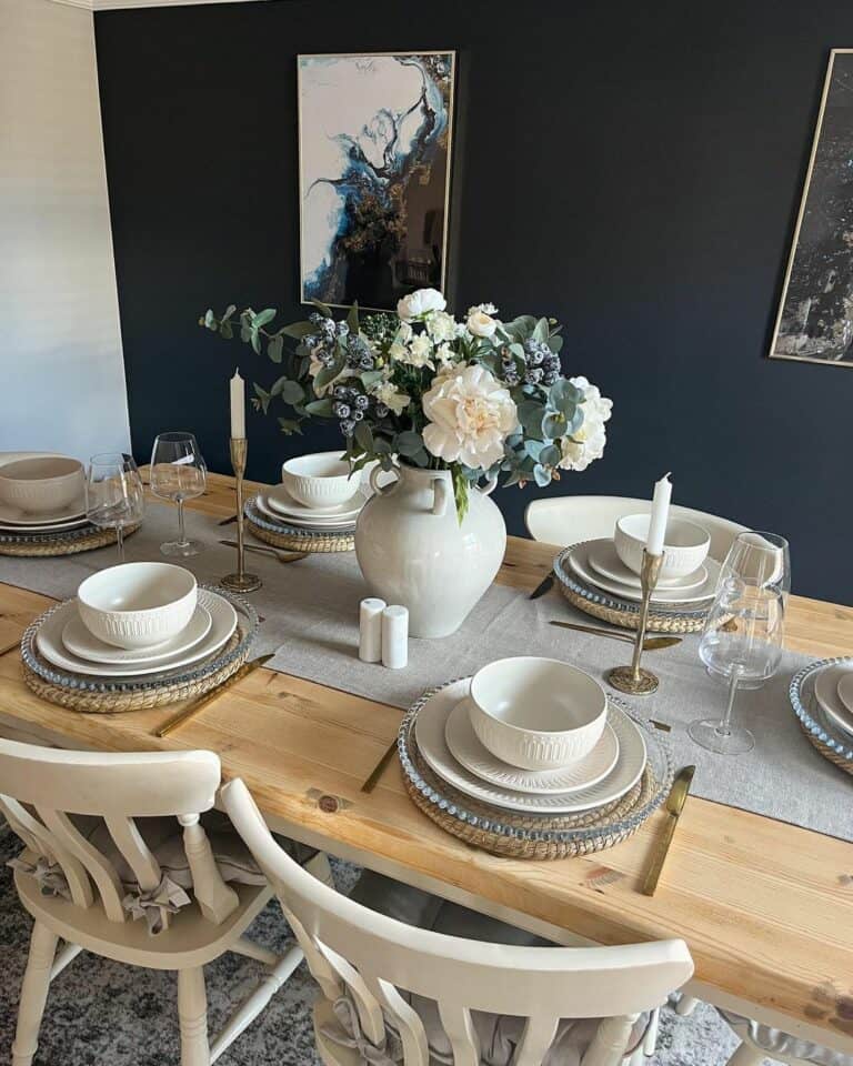 Gray and White Dining Table Decoration Ideas