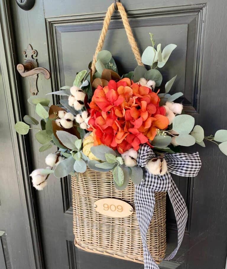 Hanging Door Basket With Fall Bouquet