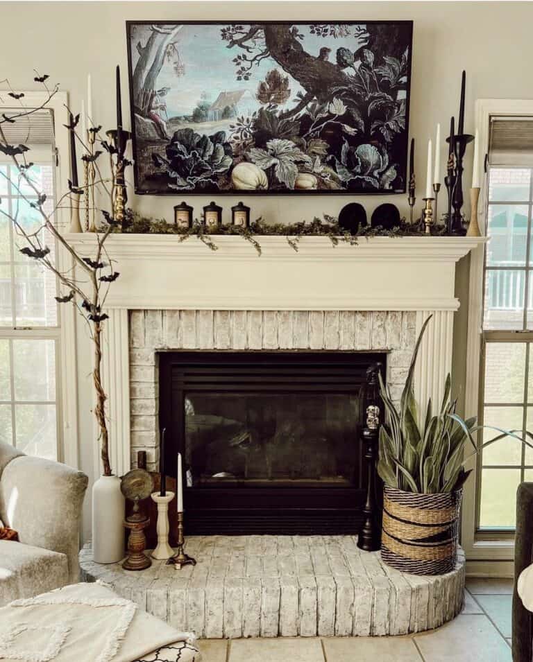 Haunted Haven Fireplace Vignette