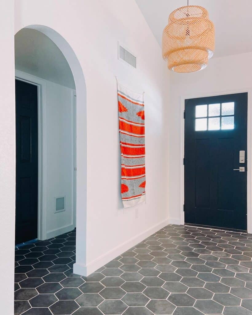 Hexagon Tiles in Minimalist Entryway