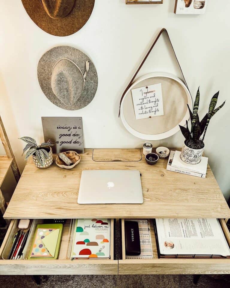 Home Office Desk With Boho Room Décor